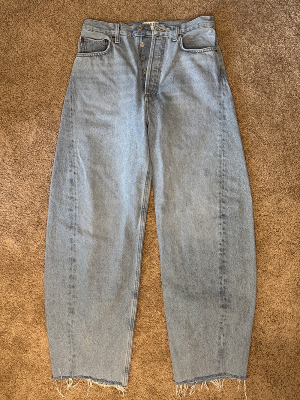 Agolde Light Wash High-Rise Denim Jeans - Luna